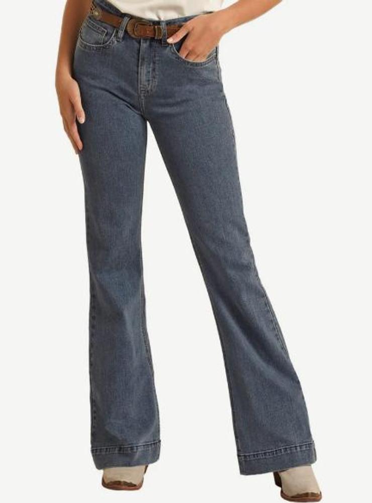 SALE Rock & Roll Denim® Ladies' Med Wash Welt Pocket Relaxed Fit Trouser Jeans Product Image