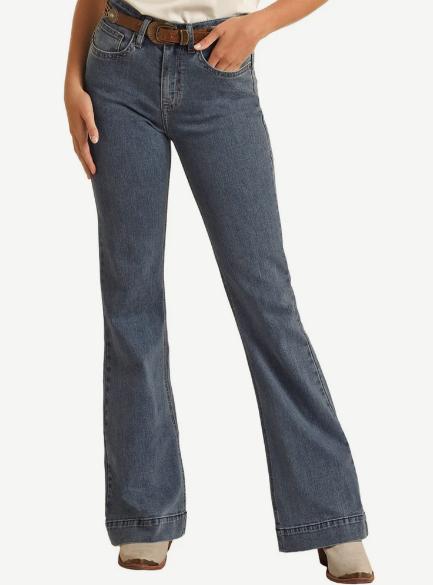 SALE Rock & Roll Denim® Ladies' Med Wash Welt Pocket Relaxed Fit Trouser Jeans Product Image