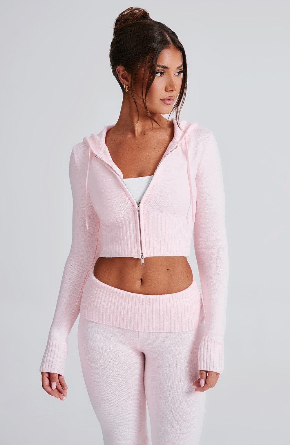 Portia Knit Hoodie - Pink Product Image