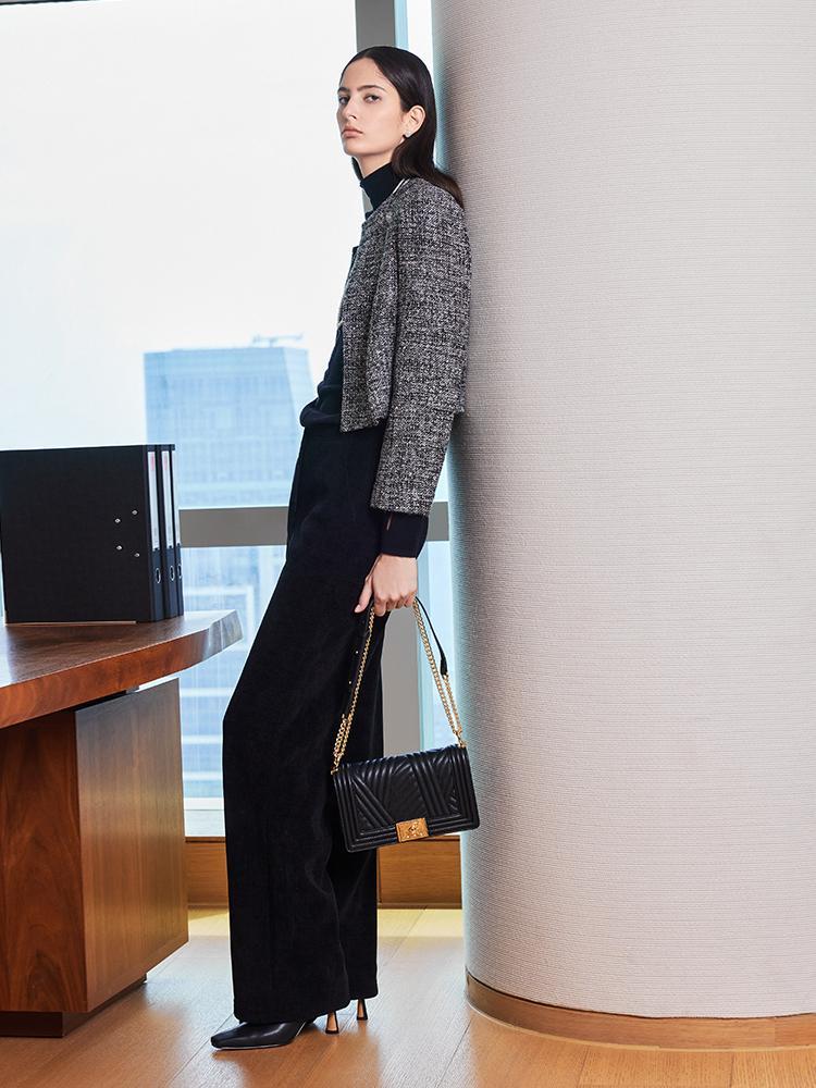 Classic Tweed Cropped Women Jacket Product Image