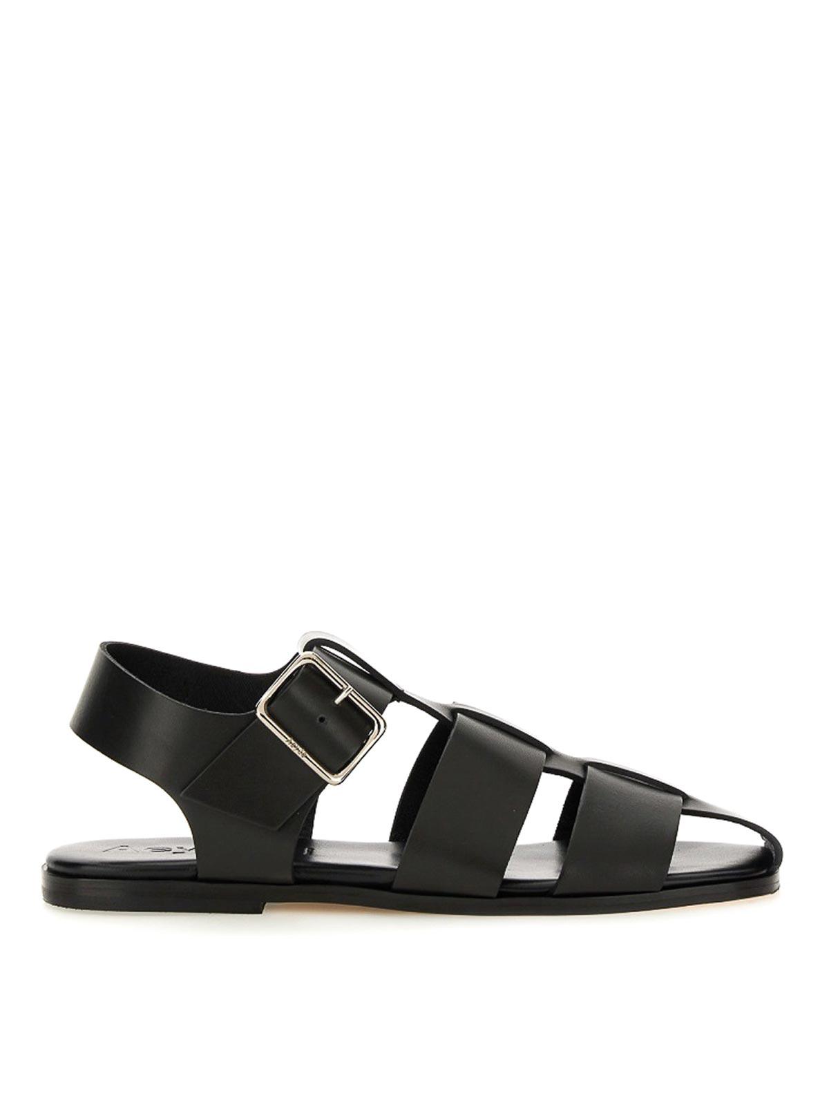 AEYDE 10mm Whit Leather Fisherman Sandals In Black Product Image