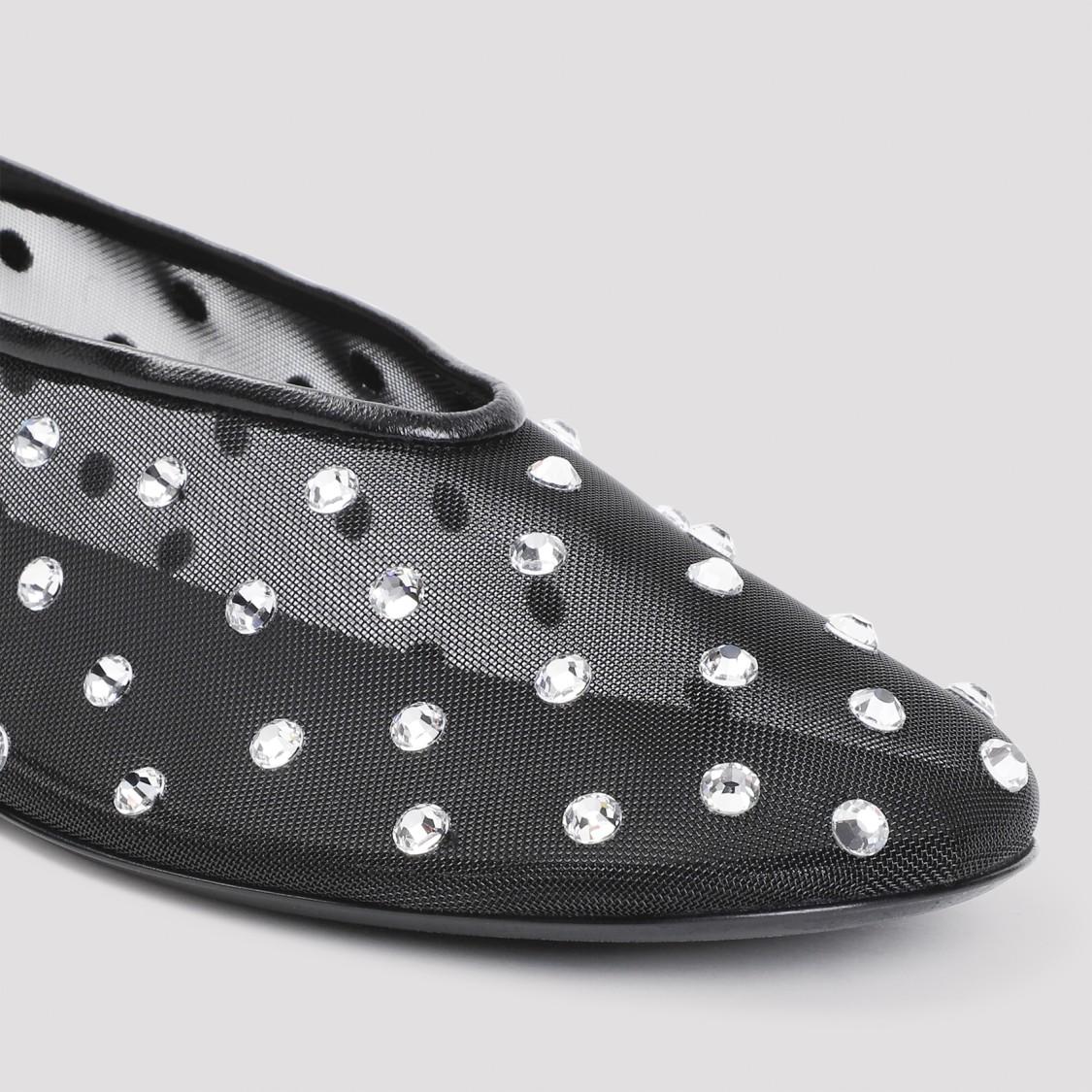 KHAITE Marcy Crystal-embellished Mesh Flats In Black Product Image