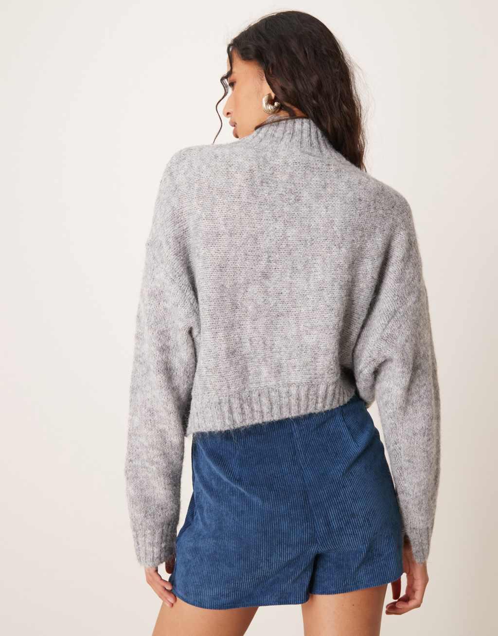 ASOS DESIGN button front cord skort in navy Product Image