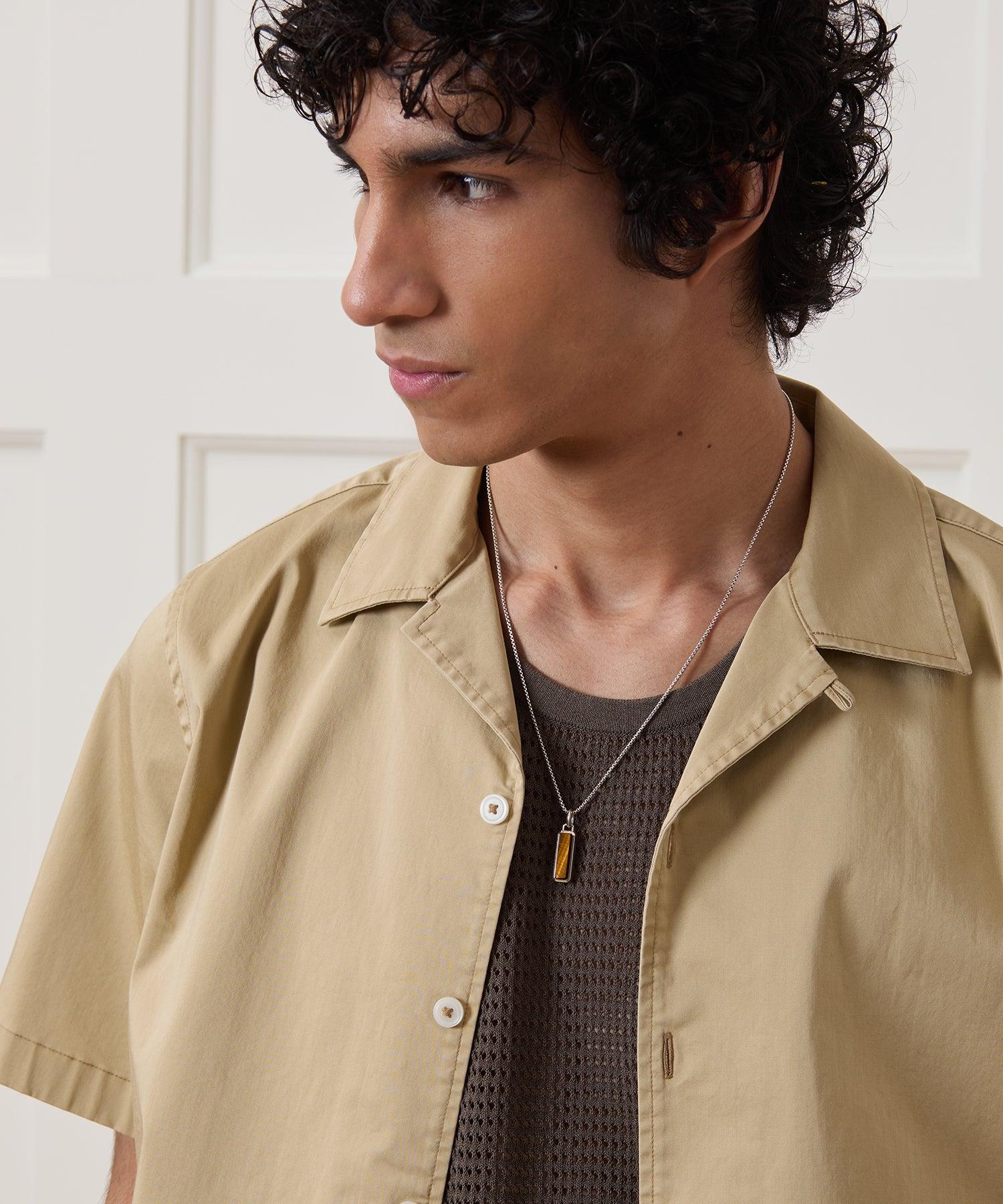 Cropped Poplin Camp Collar Shirt Product Image
