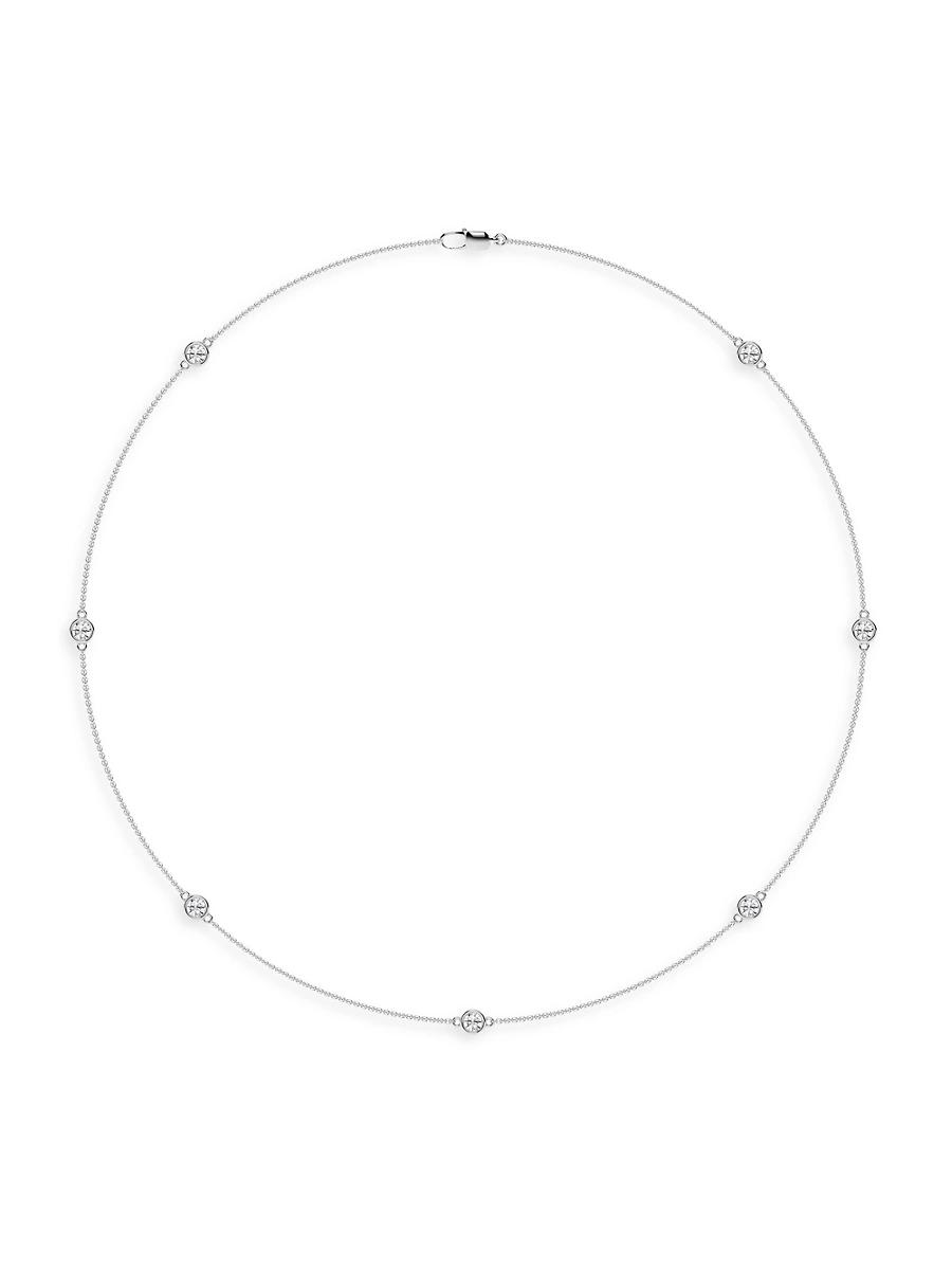 Womens 14K White Gold & 7-Diamond Station Necklace/0.70-2.10 TCW Product Image