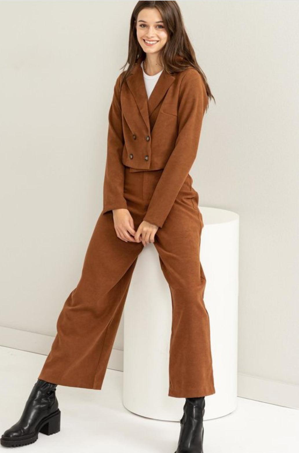 Cropped Blazer and Pants Two-Piece Set Product Image