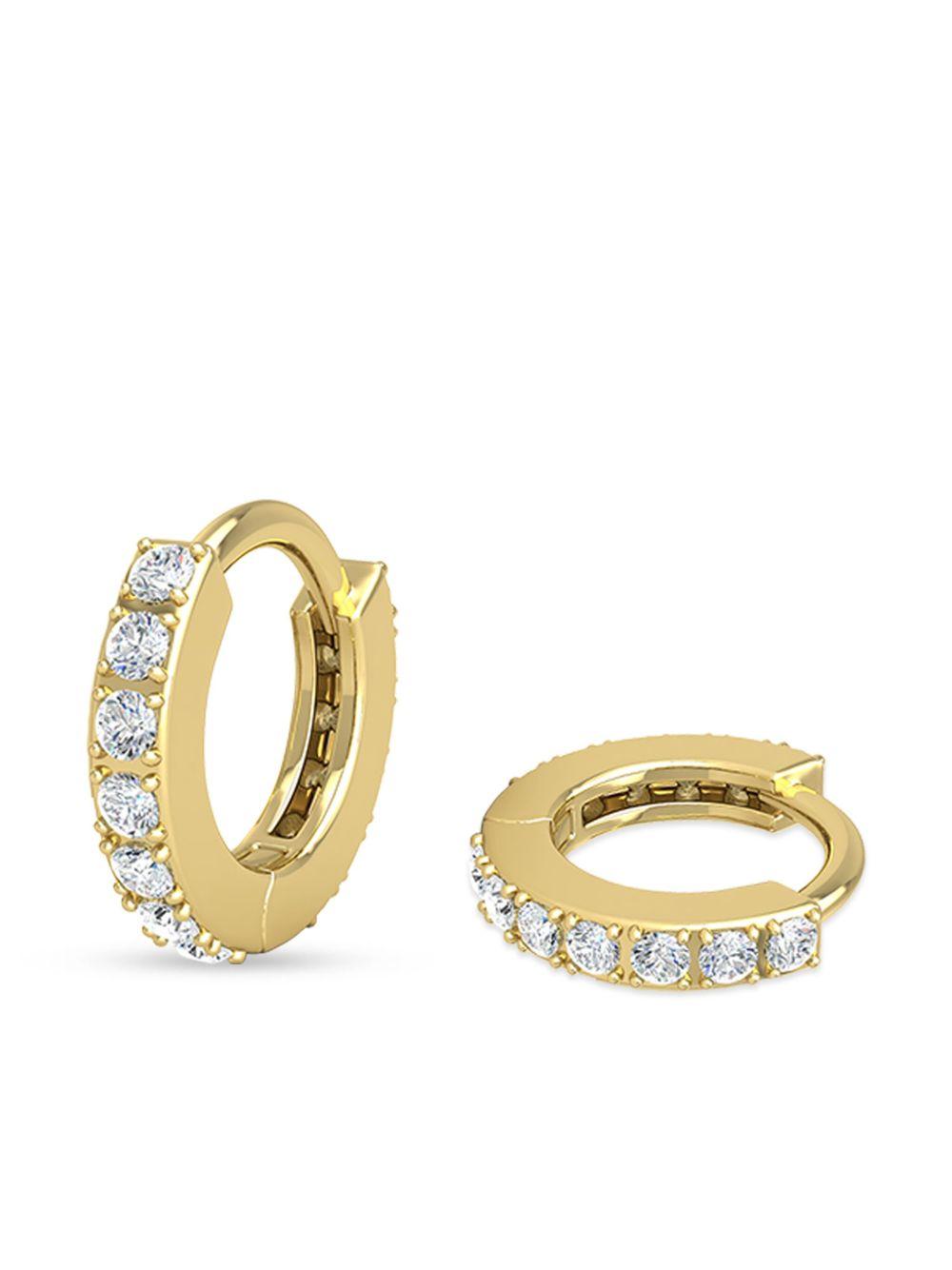 14kt yellow gold Mini Huggies diamond hoop earrings Product Image