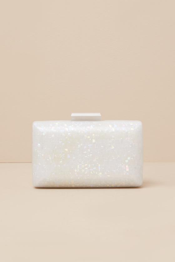 Masie Ivory Iridescent Hardcase Clutch Product Image