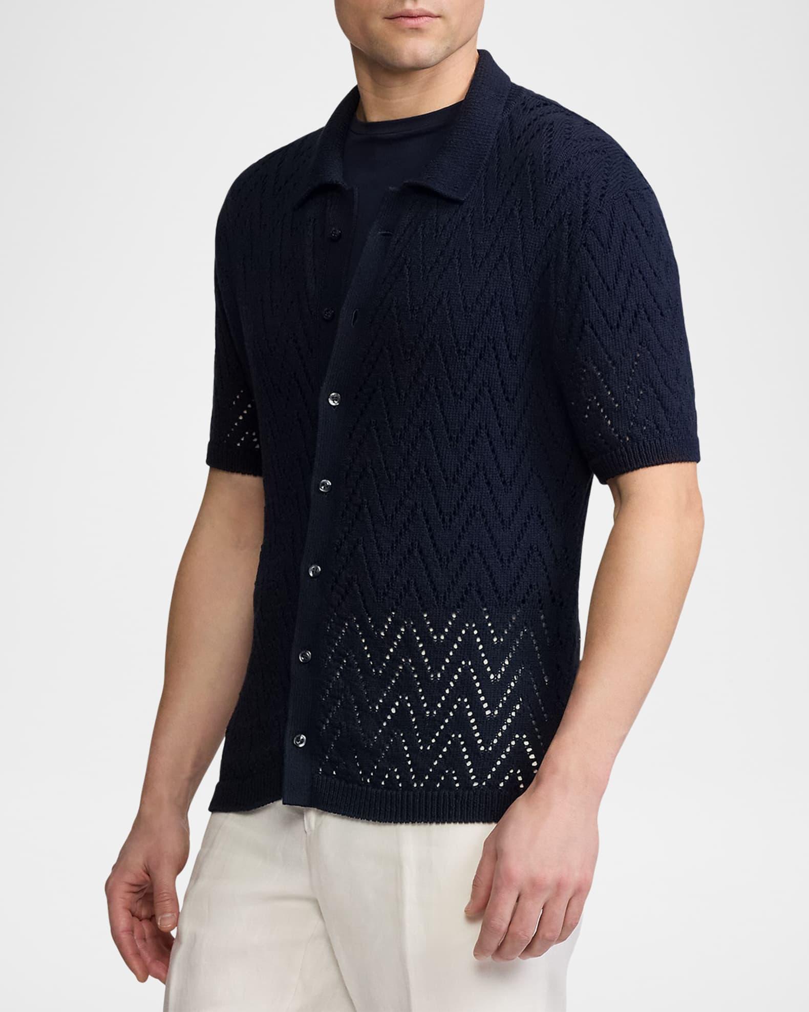 Men's Textured Short-Sleeve Cardigan Product Image