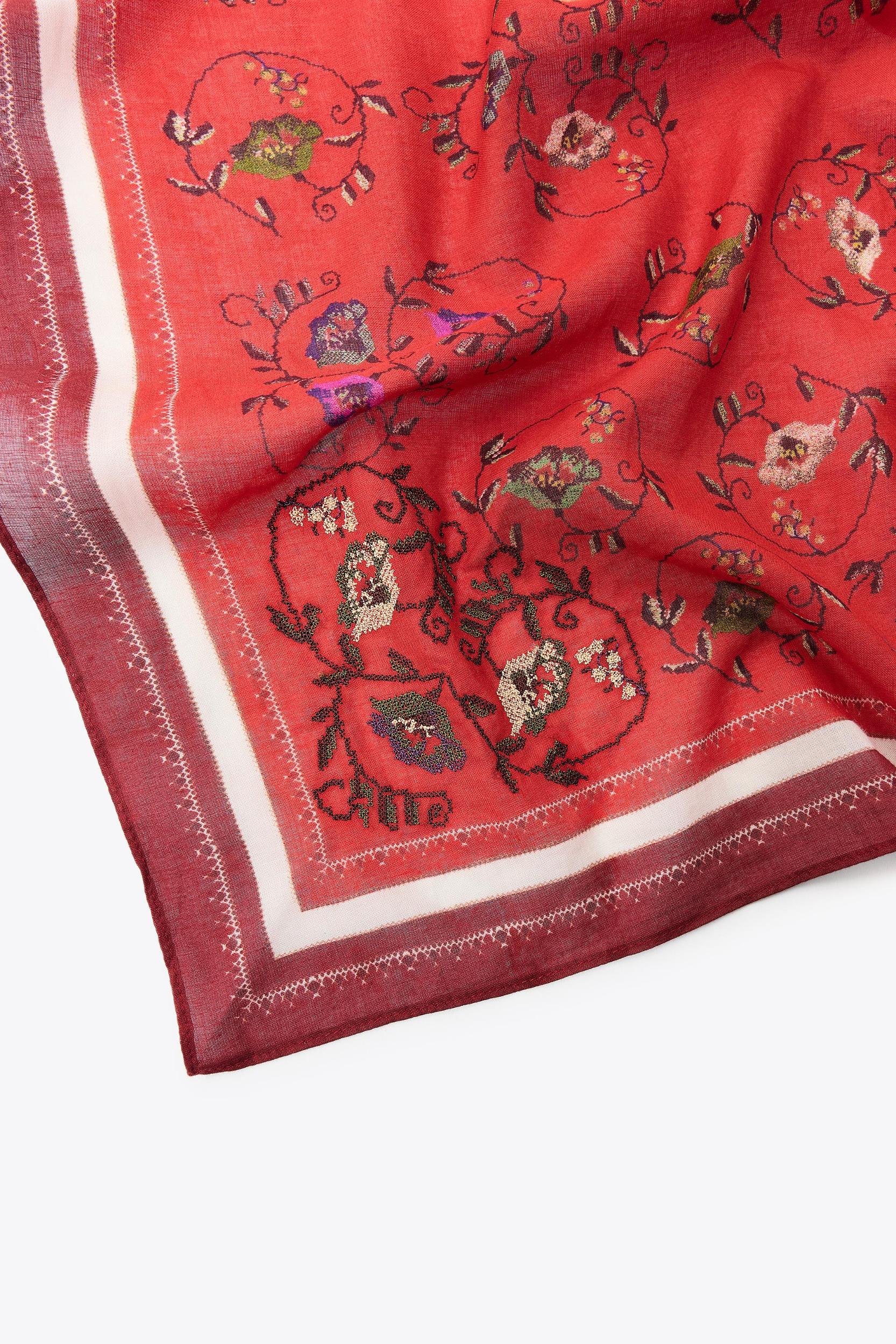 EMBROIDERED PRINTED SCARF Product Image