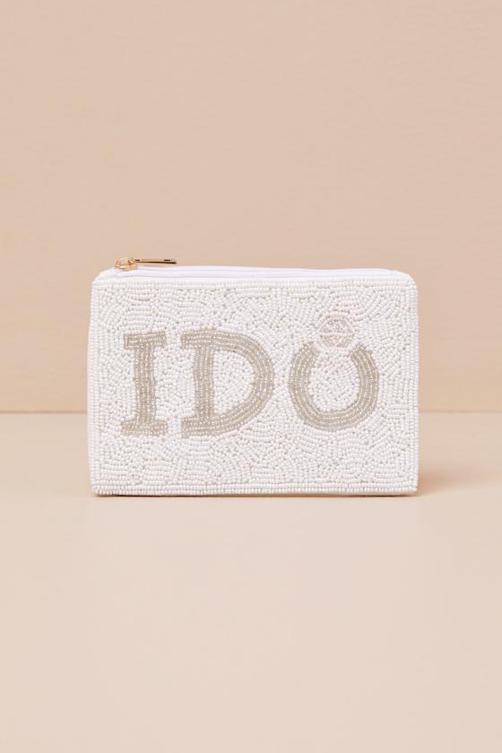 Glowing Vow White Beaded Zipper Pouch Product Image