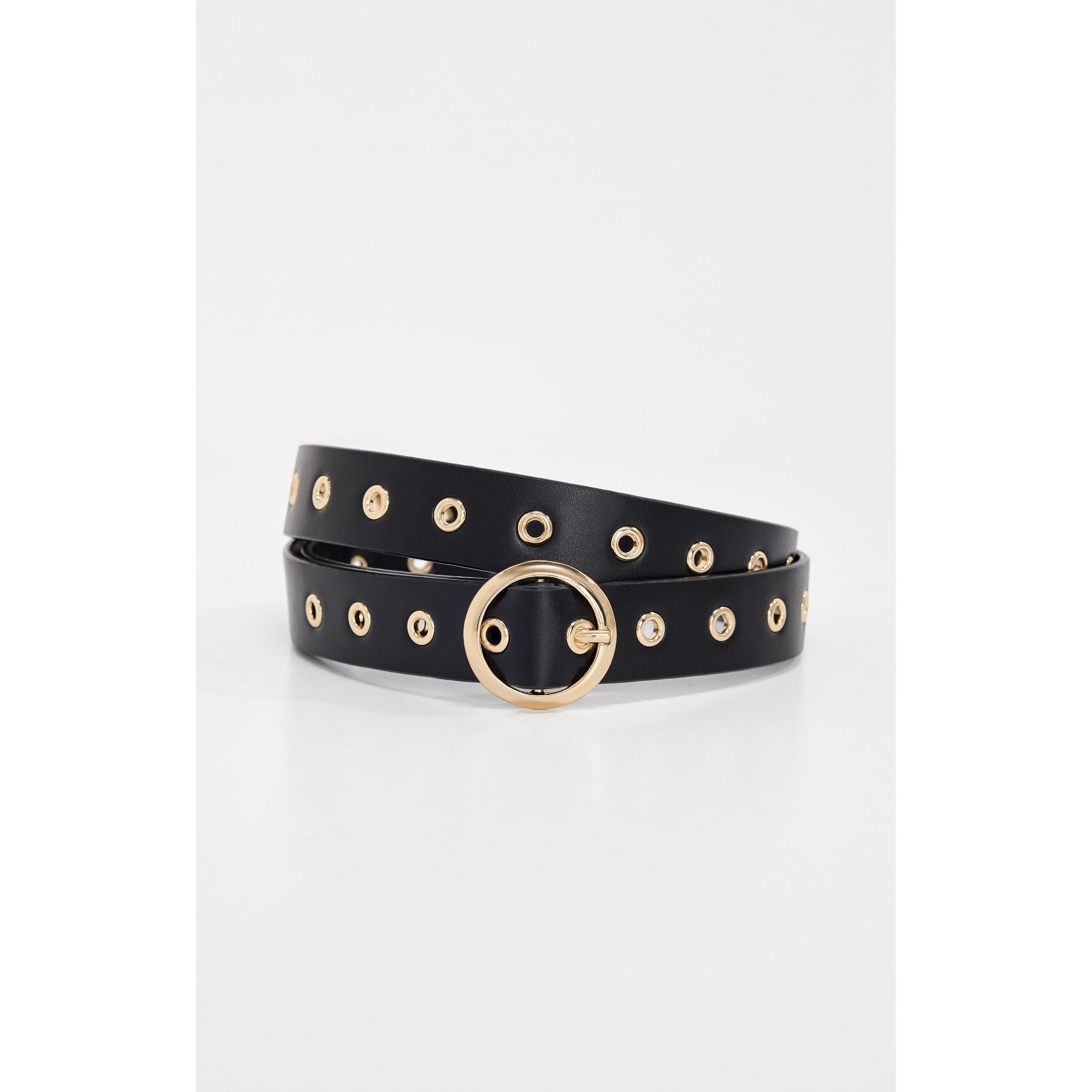 Womens Skinny Eyelet Belt | Black, Size M/L | Good American by Khlo Kardashian Product Image