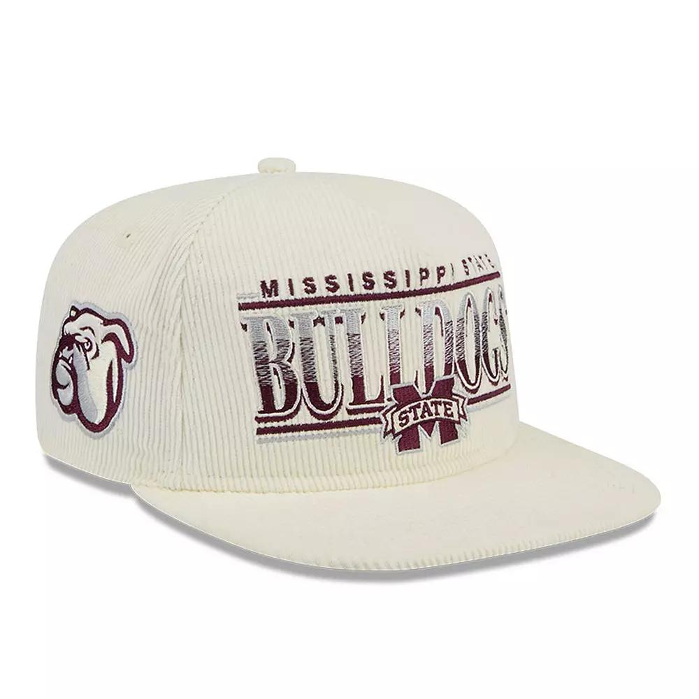 Men's New Era White Mississippi State Bulldogs Throwback Golfer Corduroy Snapback Hat, Mst Beige Product Image