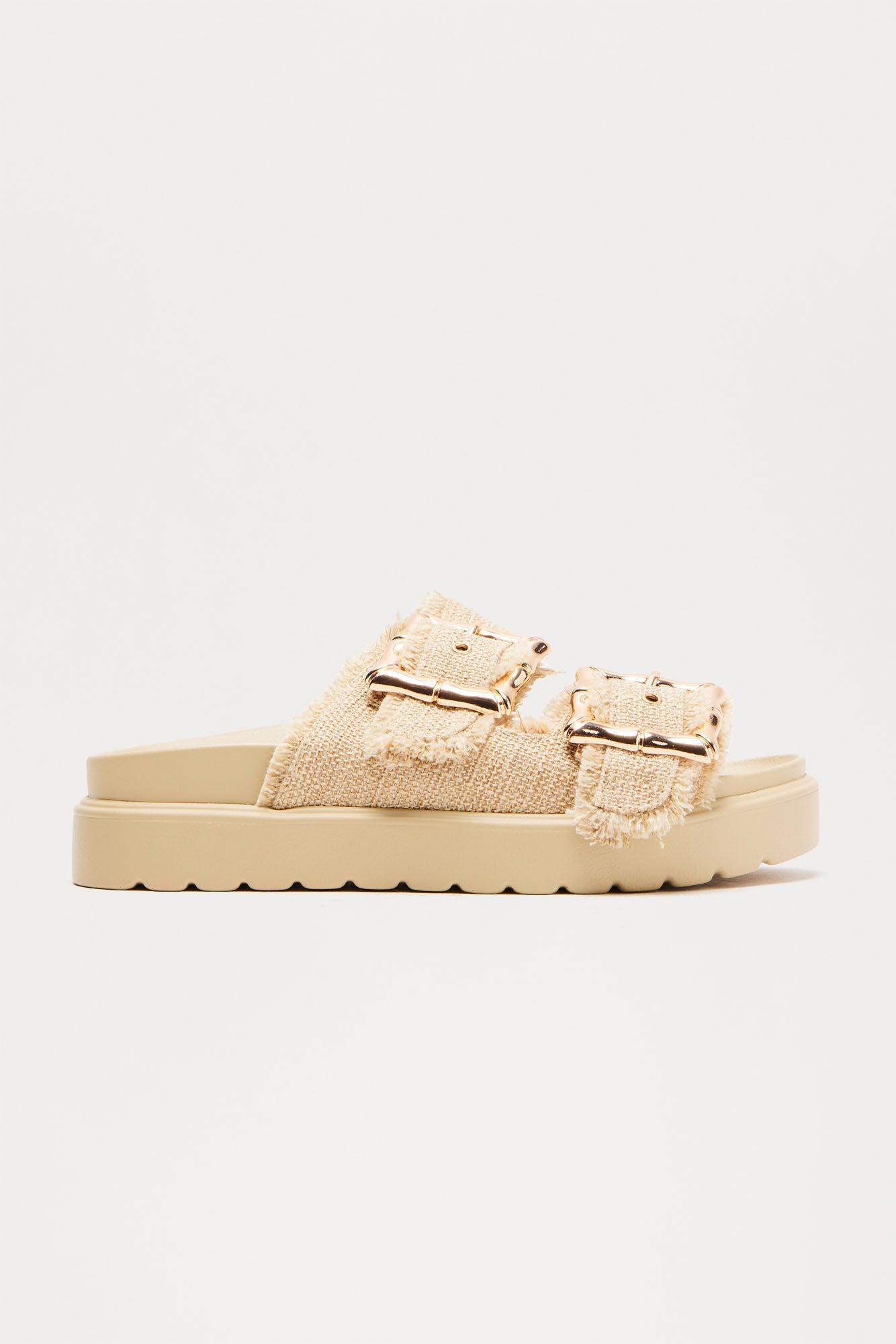 Chilli Raffia Buckle Platform Sandals - Natural Female Product Image