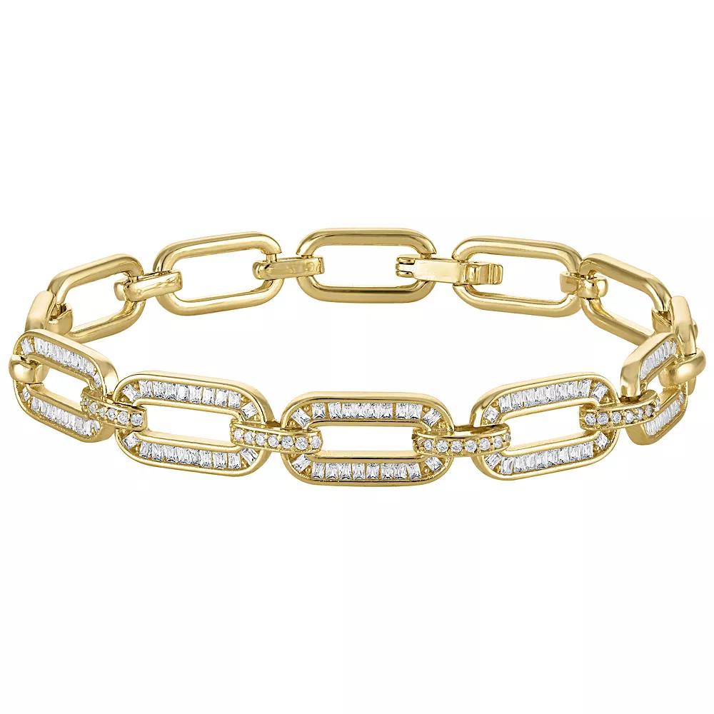 Ivy Sharpe Cubic Zirconia Gold Plated Chain Link Bracelet, Women's, Size: 7.25", Gold Tone Product Image