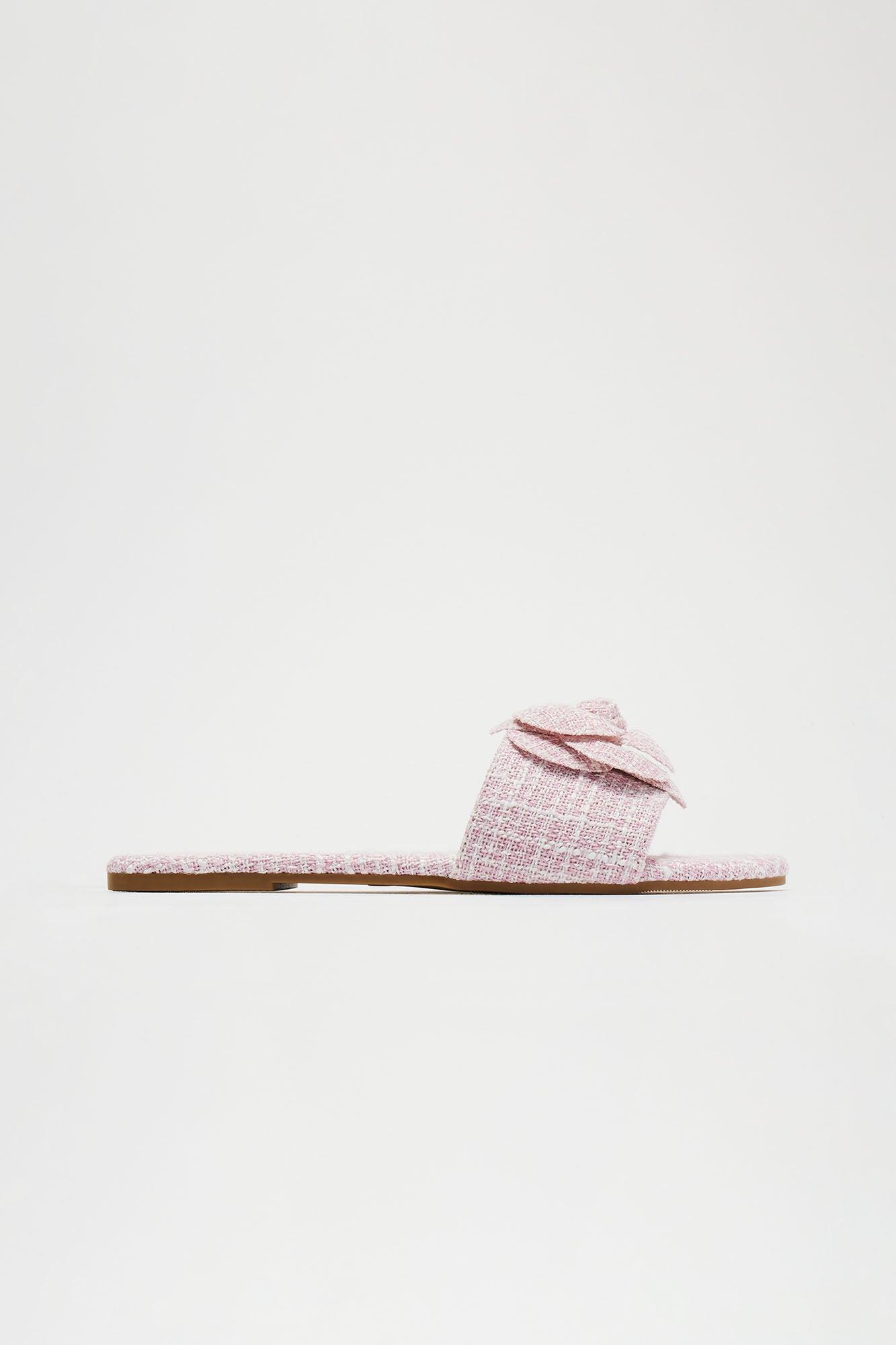Spring Blossoms Tweed Sandals - Pink Product Image