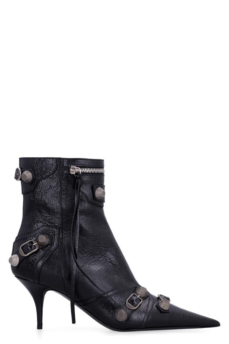 BALENCIAGA Womens Cagole Lambskin Buckle Zip Ankle Booties In Black Product Image