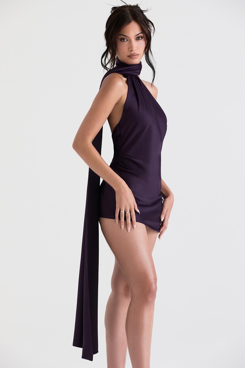 Aida  night shade asymmetric wrap neck dress - sale Product Image