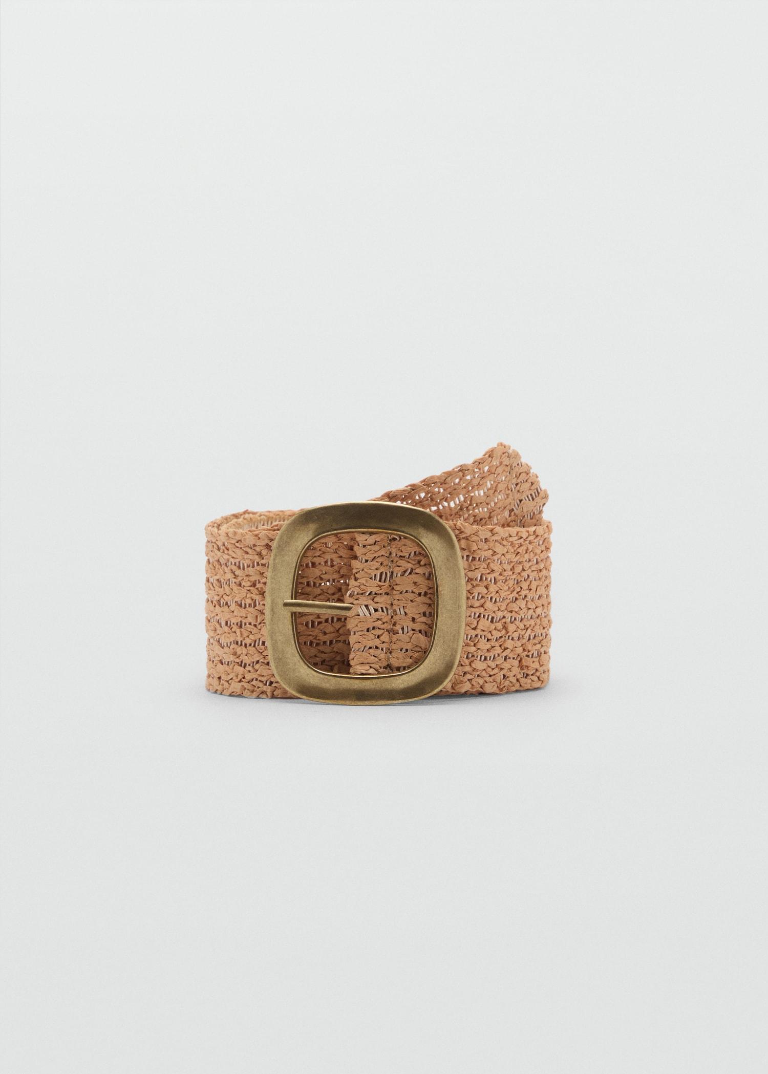 Natural fiber belt with oval buckle - Women | MANGO USA Product Image