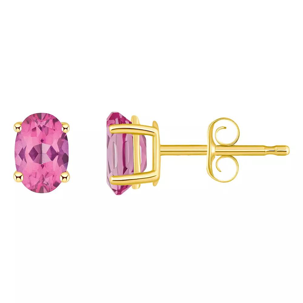 Celebration Gems 14k Gold Oval Gemstone Stud Earrings, Women's, Peridot Product Image