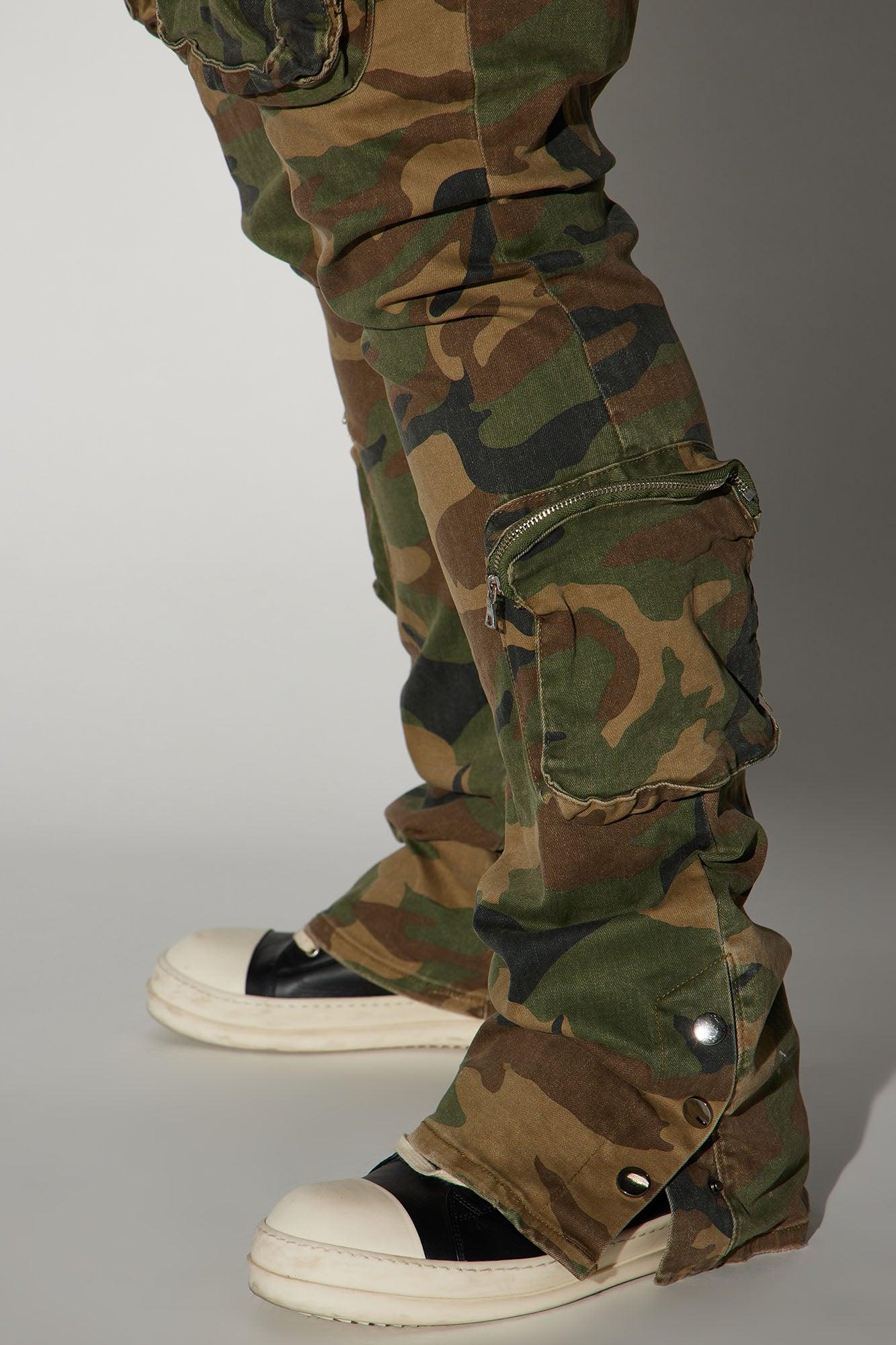 Round Up Stacked Skinny Flare Pants - Camouflage Product Image