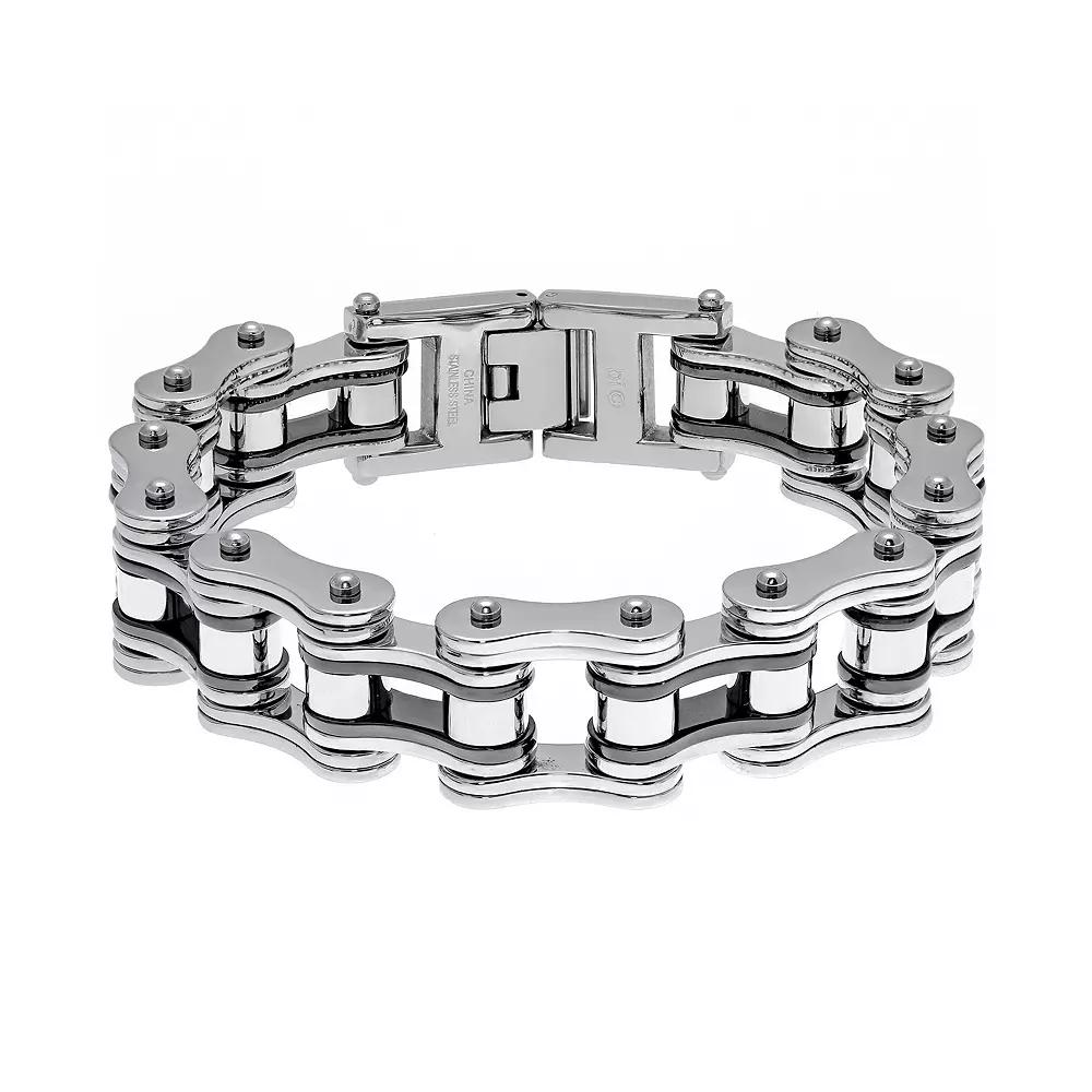 LYNX Men's Stainless Steel Motorcycle Chain Bracelet, Size: 8.5", Two Tone Product Image