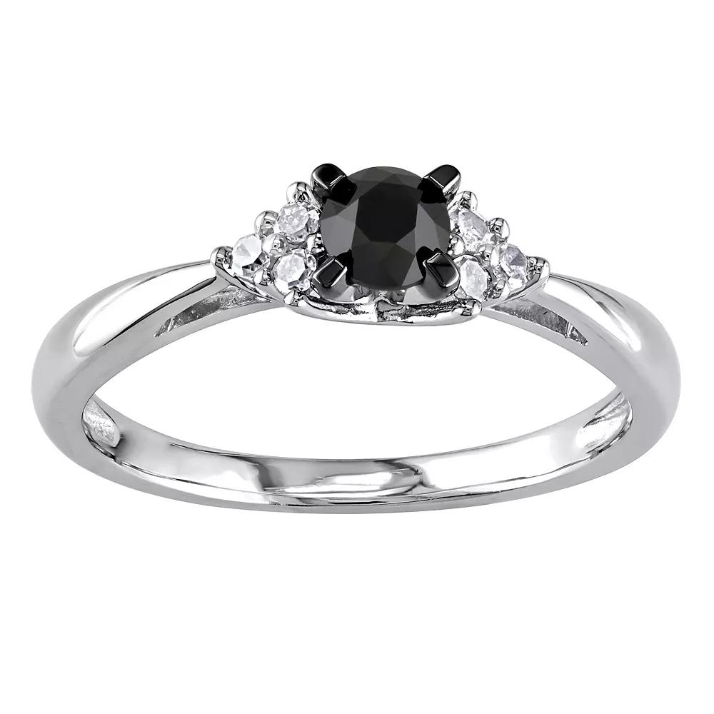 Stella Grace Sterling Silver 1/2 Carat T.W. Black & White Diamond Promise Ring, Women's,  Product Image