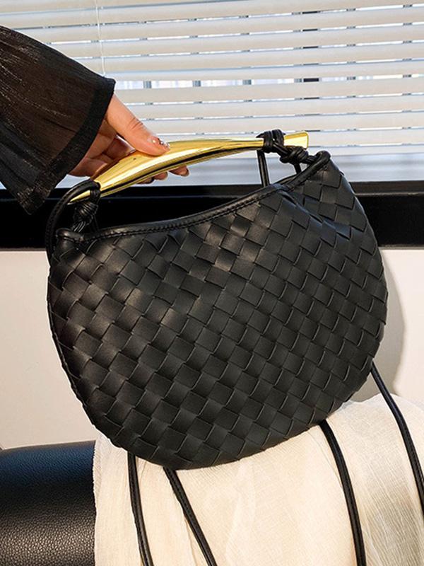 Geometric Split-Joint Woven Zipper Bags Handbags Product Image