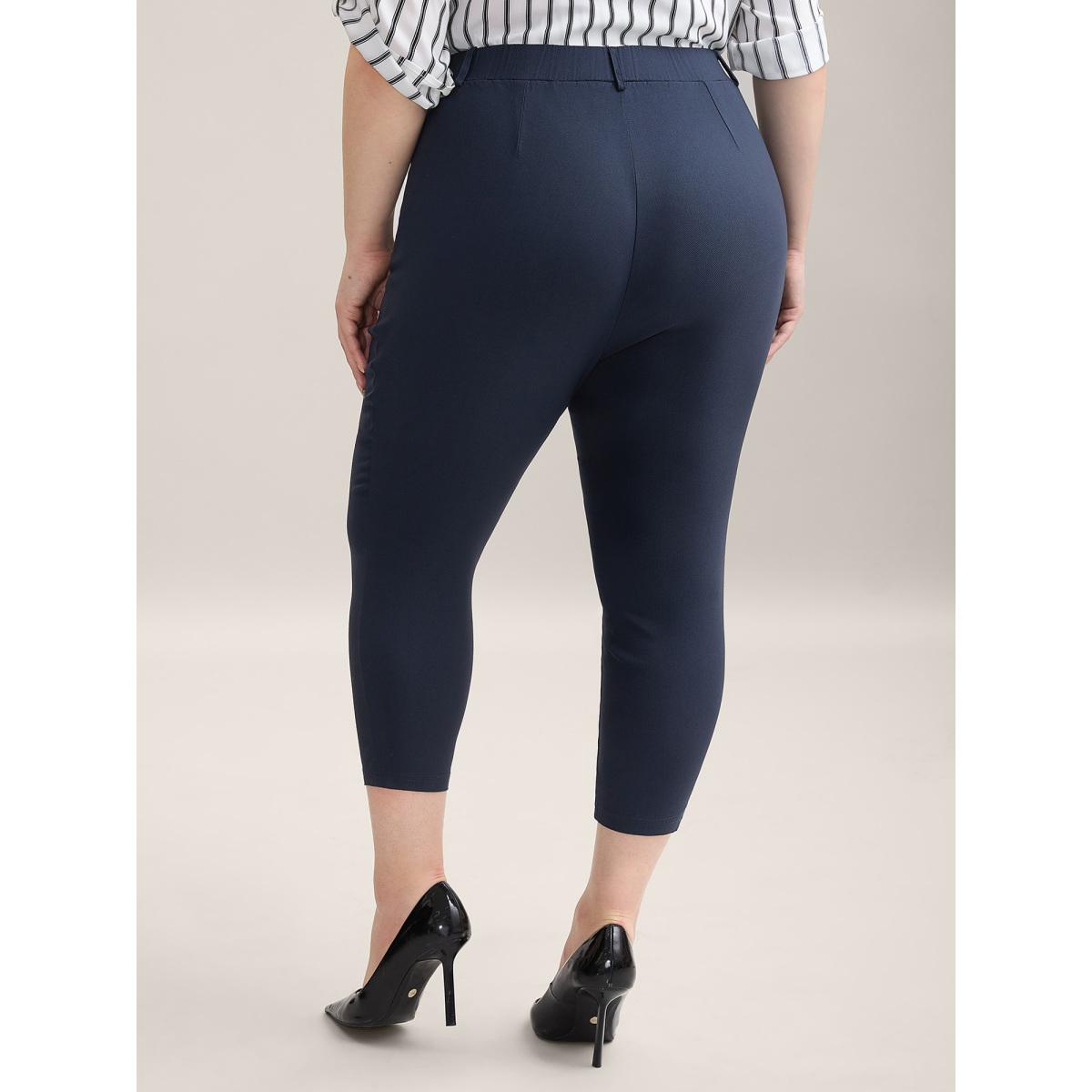 Plus Size Pull-On Tight-Fit Cropped Pants Women Midnight At the Office Skinny Mid Rise Work Pants BloomChic 12/L Product Image