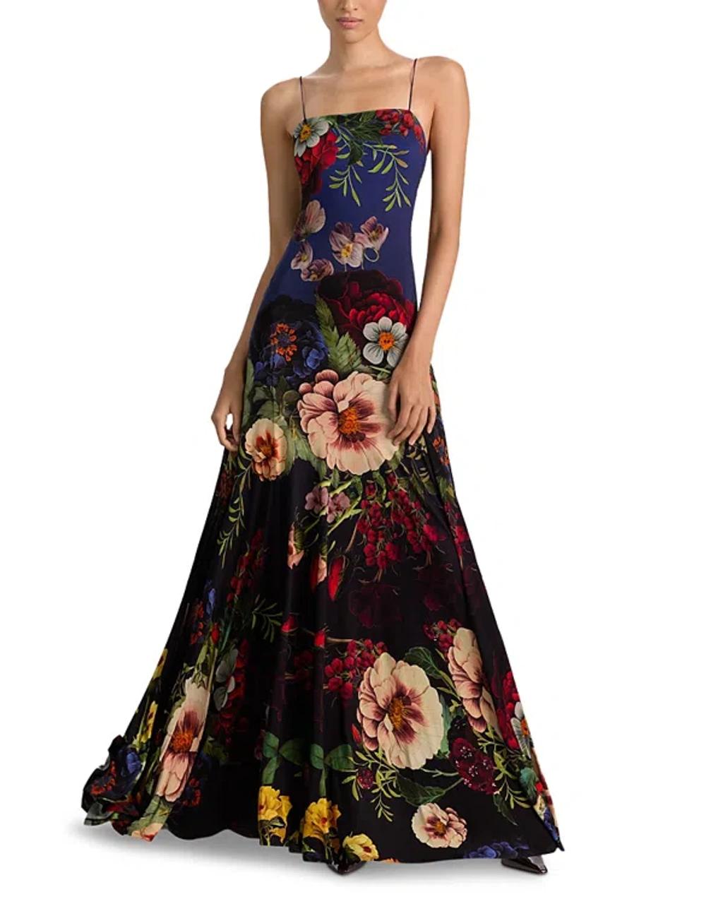 ALICE AND OLIVIA Augusta Spaghetti-strap Floral Maxi Dress In Multi Product Image