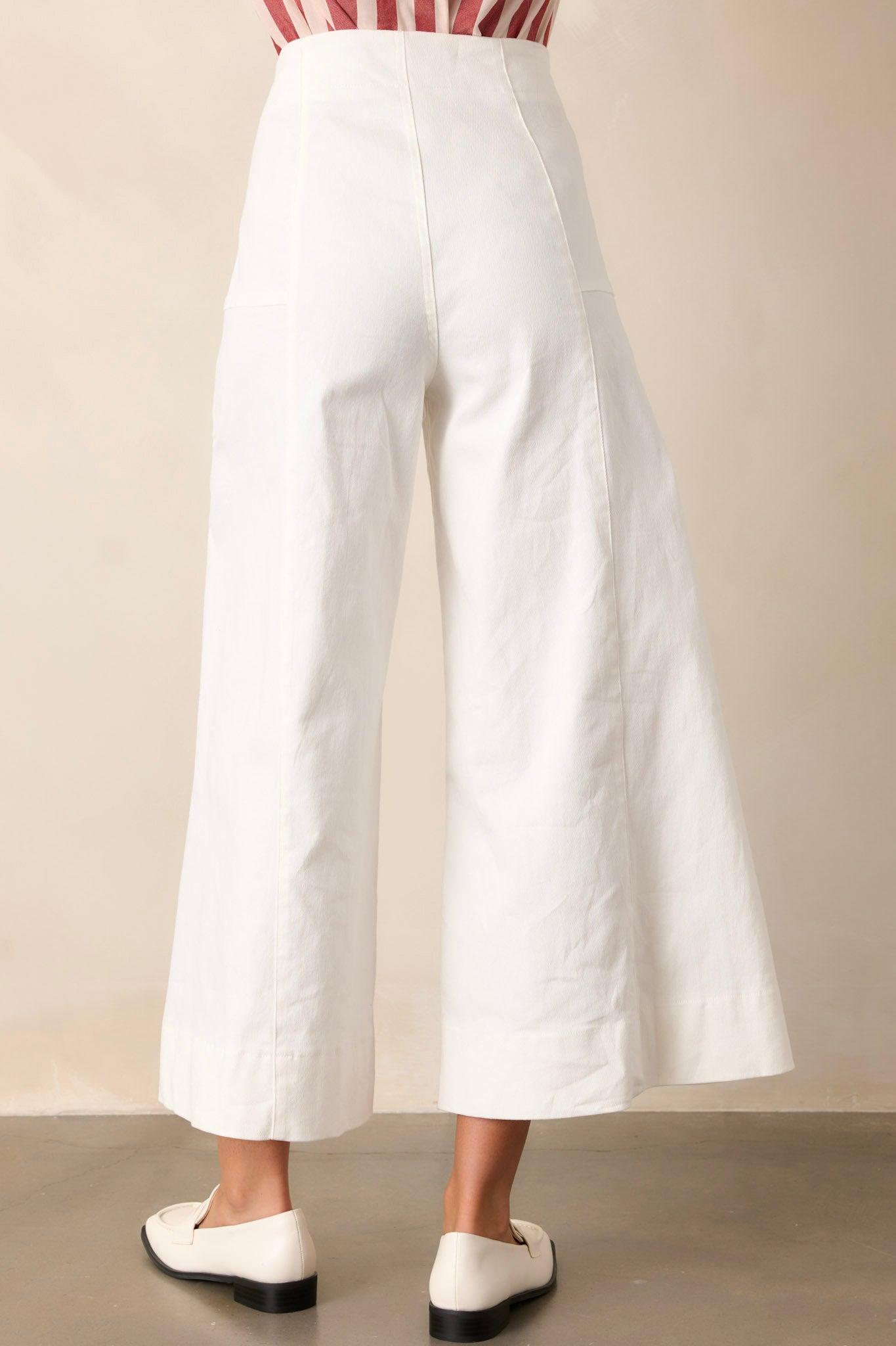 Navigating Life Ivory Denim Palazzo Jeans Product Image