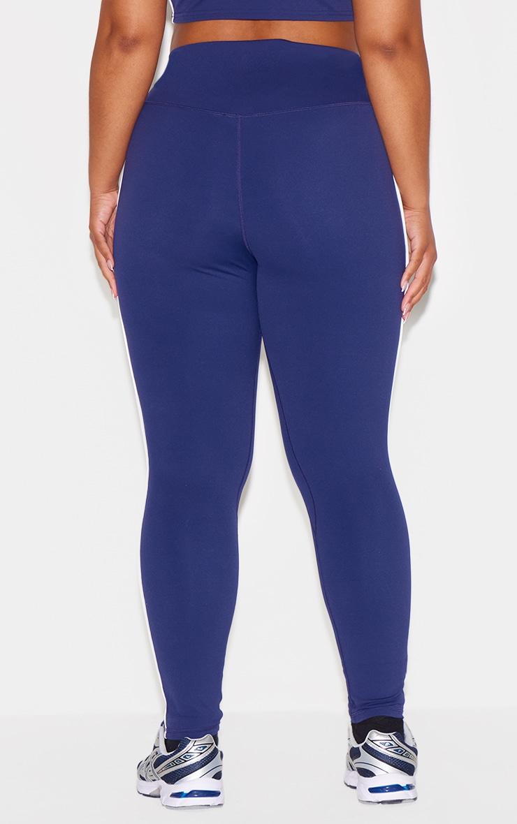Navy Sculpt Contrast Detail High Waist Gym Leggings Product Image