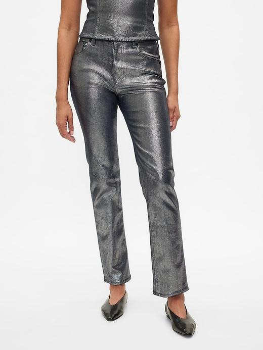High Rise Metallic '90s Straight Jeans Product Image