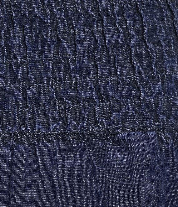 M Made in Italy Smocked Waist Wide Leg Cotton Denim Pants Product Image