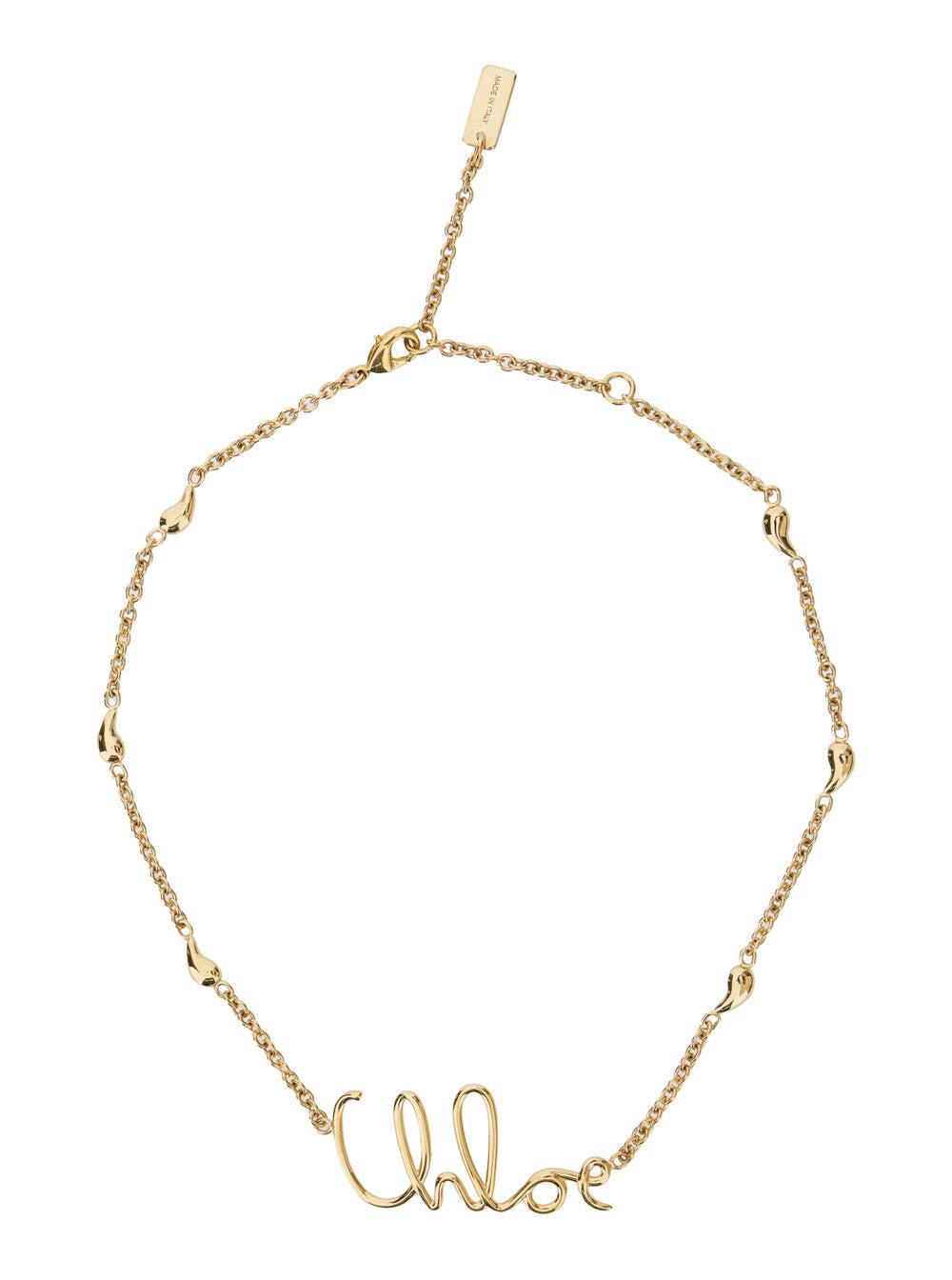 CHLOÉ Golden Logo Shells Necklace Product Image