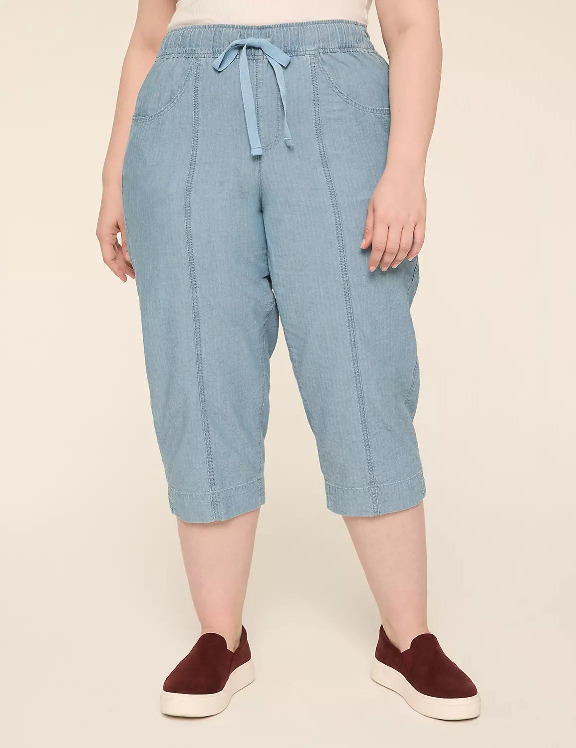 Seersucker Pull-On Crop Pant Product Image