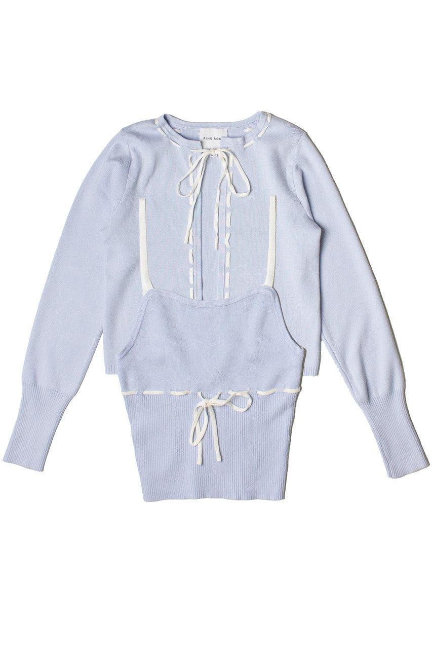 Running Stitch Tie Front Knit Cardigan Product Image