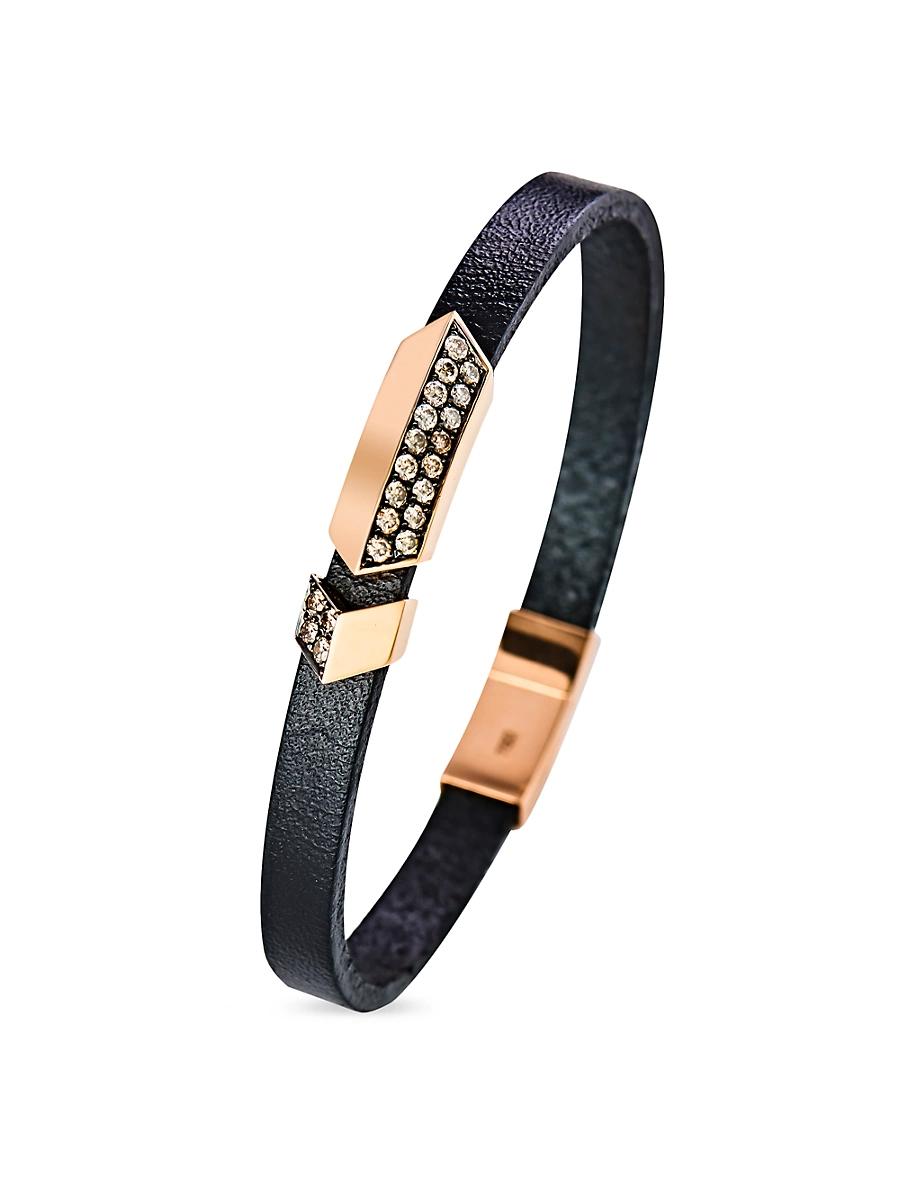 Mens Guard Of Men Leather, 18K Rose Gold & 0.53 TCW Diamond Bracelet Product Image