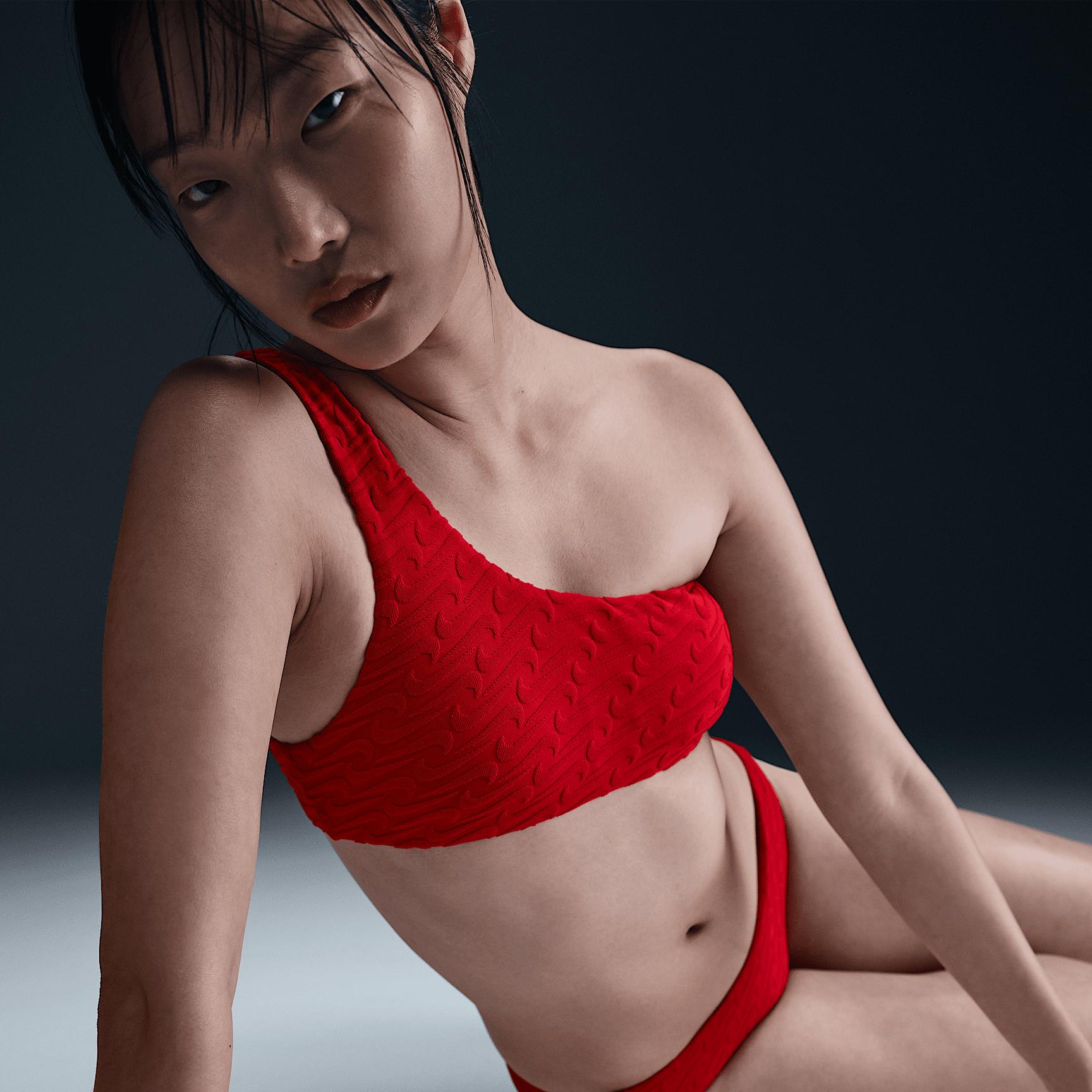 Nike Womens Swim Swoosh Link Terry Asymmetrical Bikini Top | NESSF254-614 Product Image