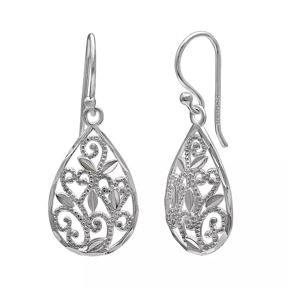 PRIMROSE Sterling Silver Filigree Drop Earrings, Women's Product Image