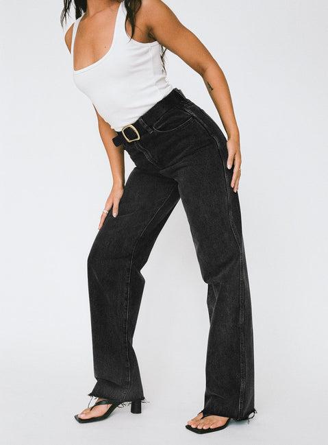 Karlina High Rise Straight Leg Jean Charcoal Product Image