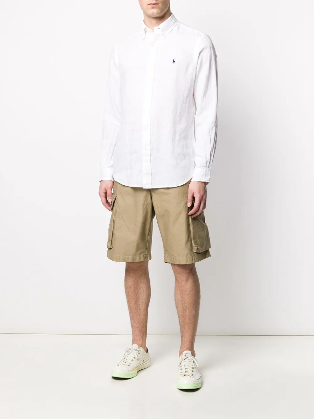 linen logo embroidered shirt Product Image