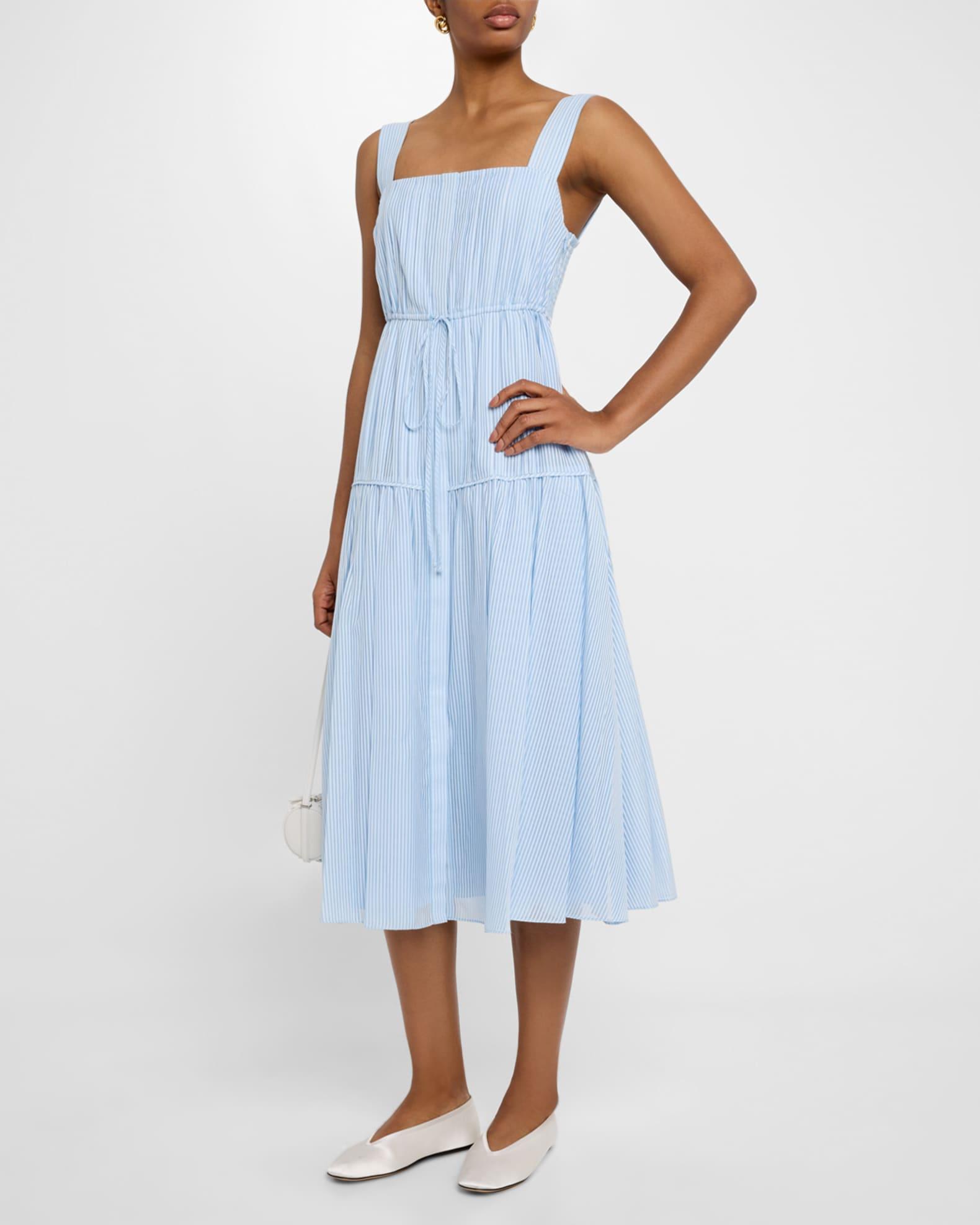 Reina Striped Cotton-Silk Midi Dress Product Image