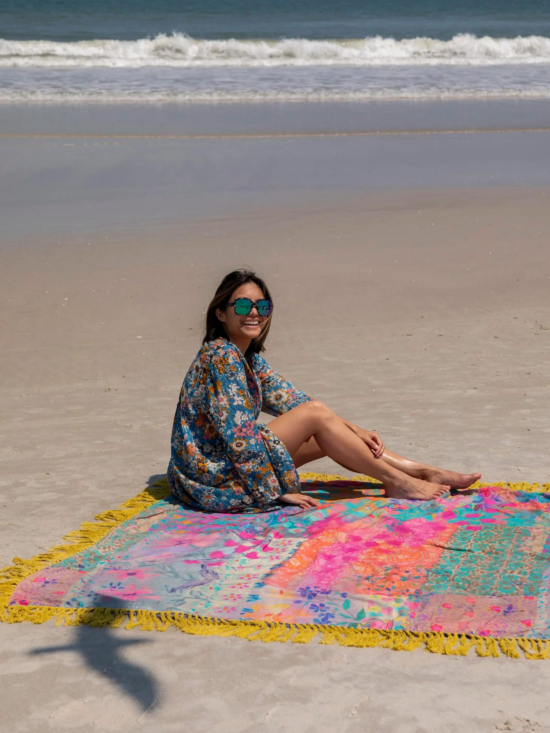 XL Shabana Beach Towel - Pink Watercolor Patchwork Product Image