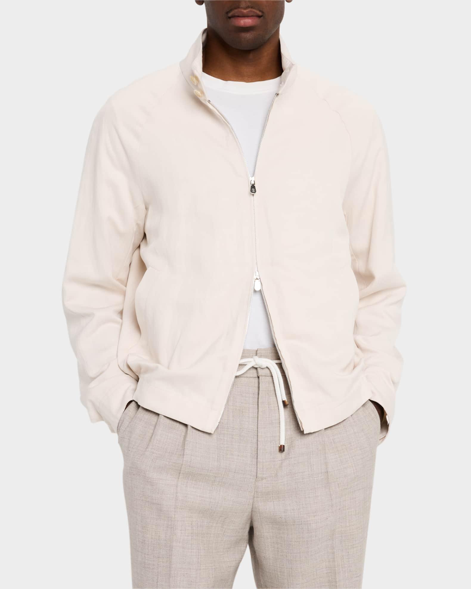 Men's Linen and Silk Full-Zip Bomber Jacket Product Image