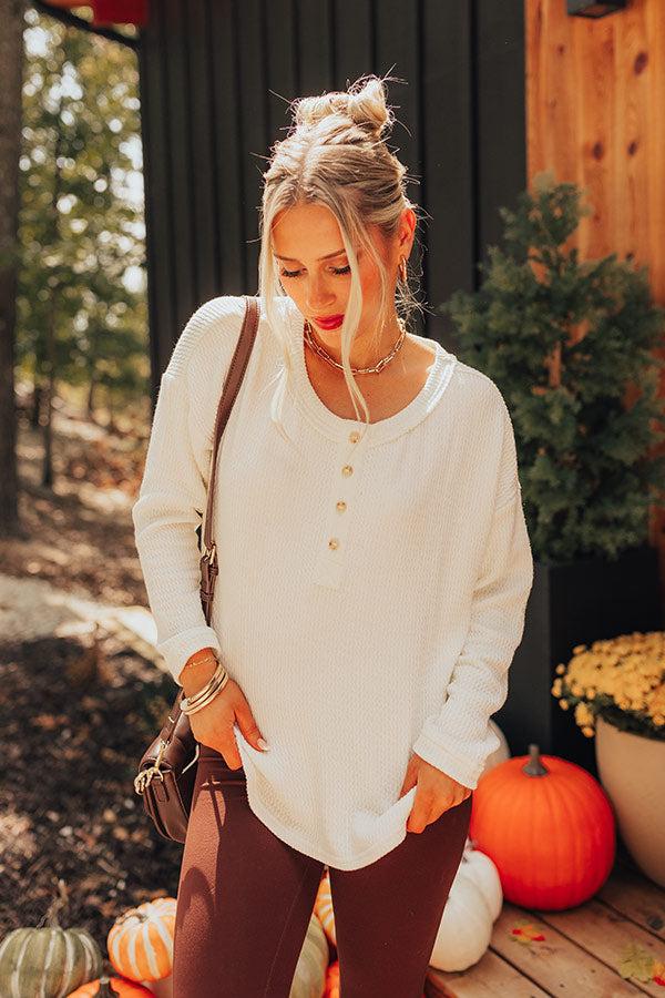 Cozy Moment Ribbed Tee in Ivory Product Image