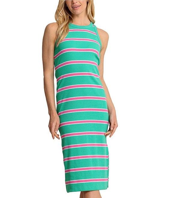 Southern Tide Quinn Stripe Print Crew Neck Sleeveless Rib Midi Dress Product Image