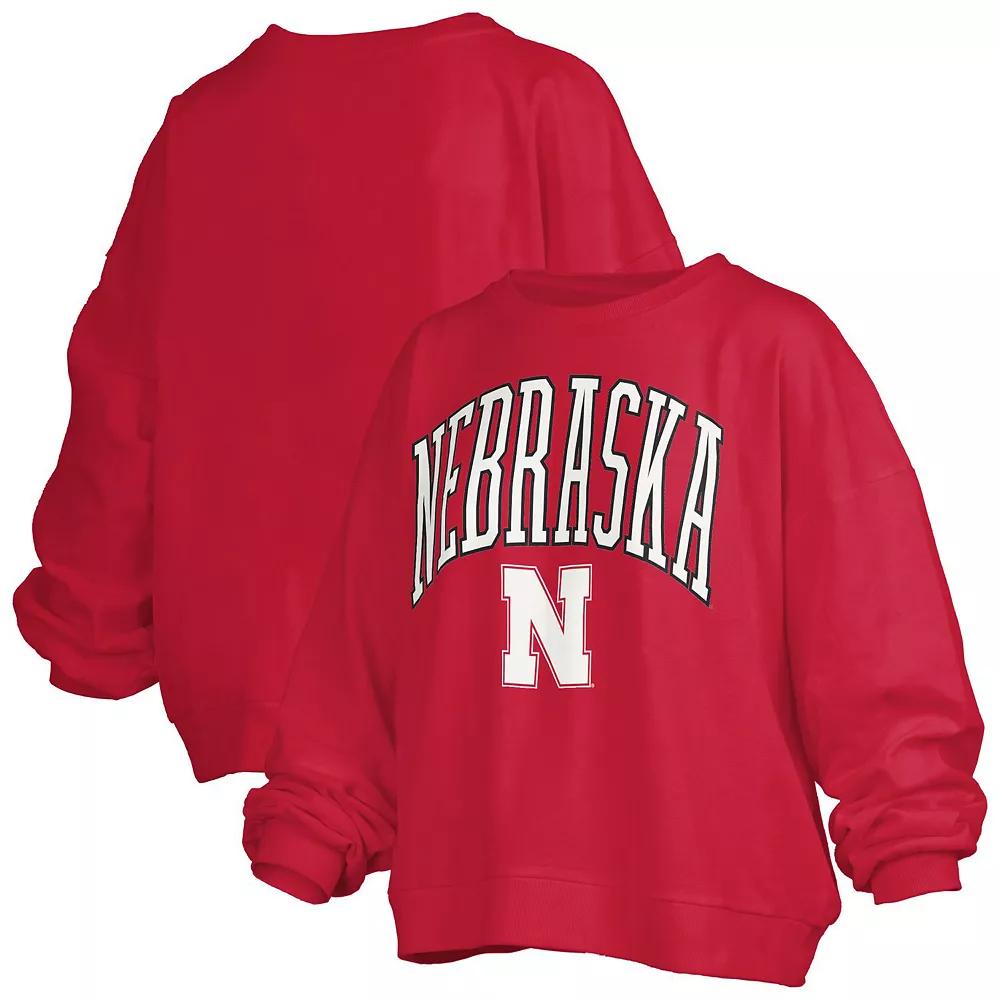 Women's Pressbox Scarlet Nebraska Huskers Janise Arch Over Logo Waist Length Over Product Image