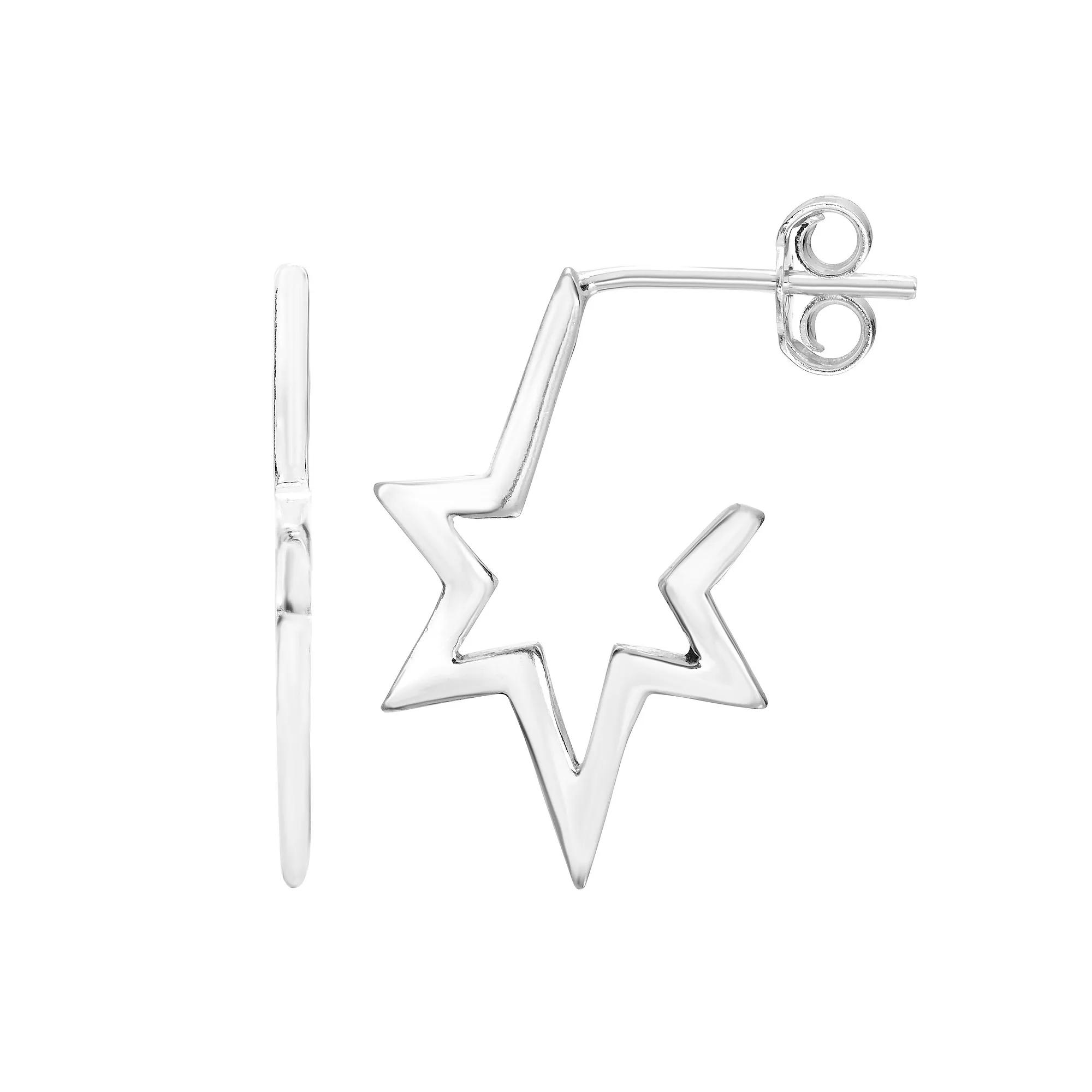A&M Sterling Silver Half Star Earrings, Women's Product Image