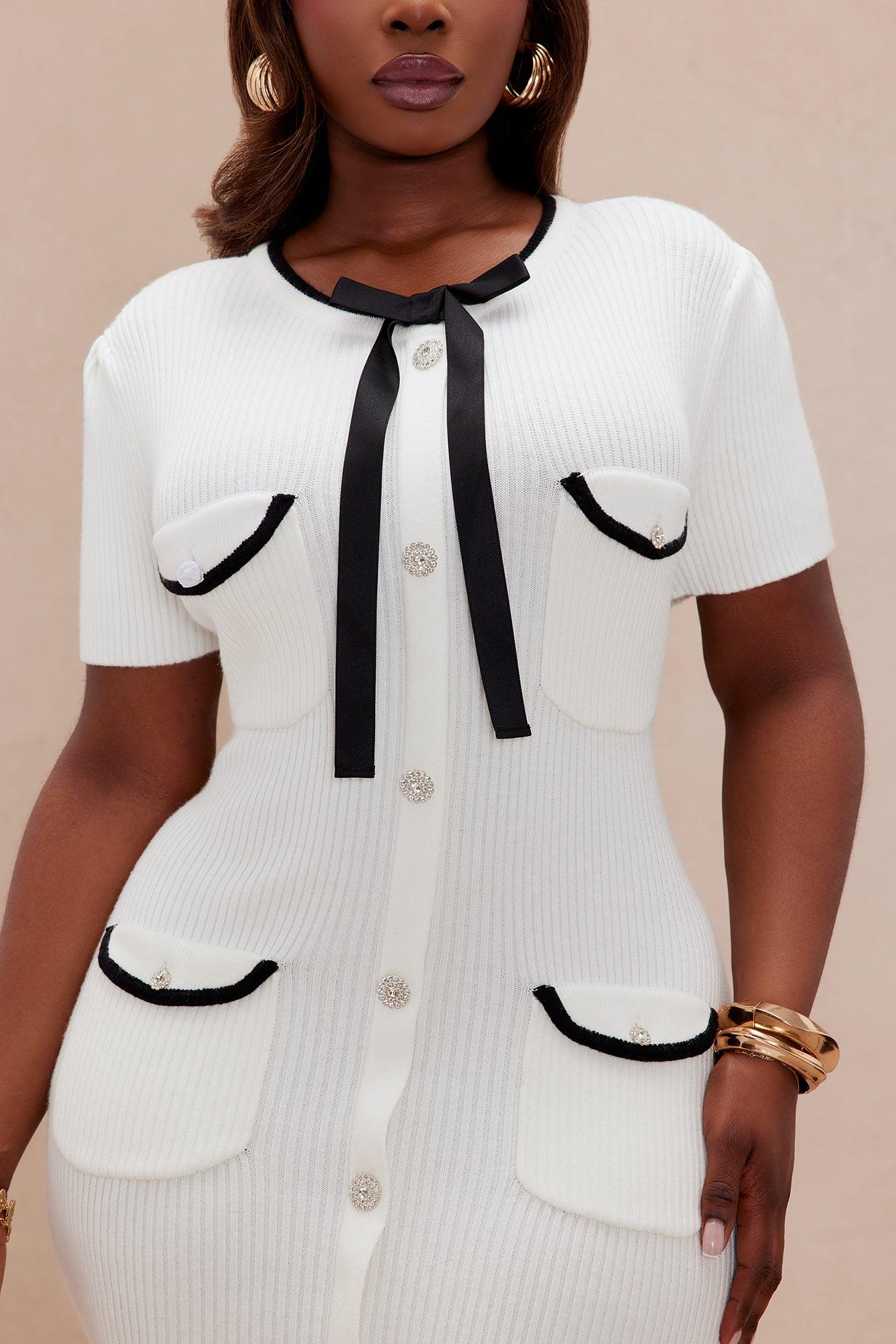 Courtney Sweater Mini Dress - Ivory/combo Product Image